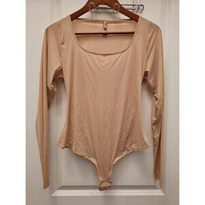 SKIMS Essential Long Sleeve Scoop Neck Bodysuit Nude Sand Shapewear Plus Size 2X
